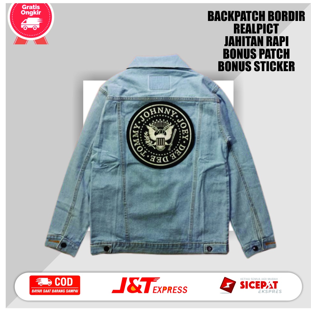 Backpatch Emblem Punggung Punk Jaket Jeans Bordir Besar Band Punk Ramones Hey Ho Lets Go