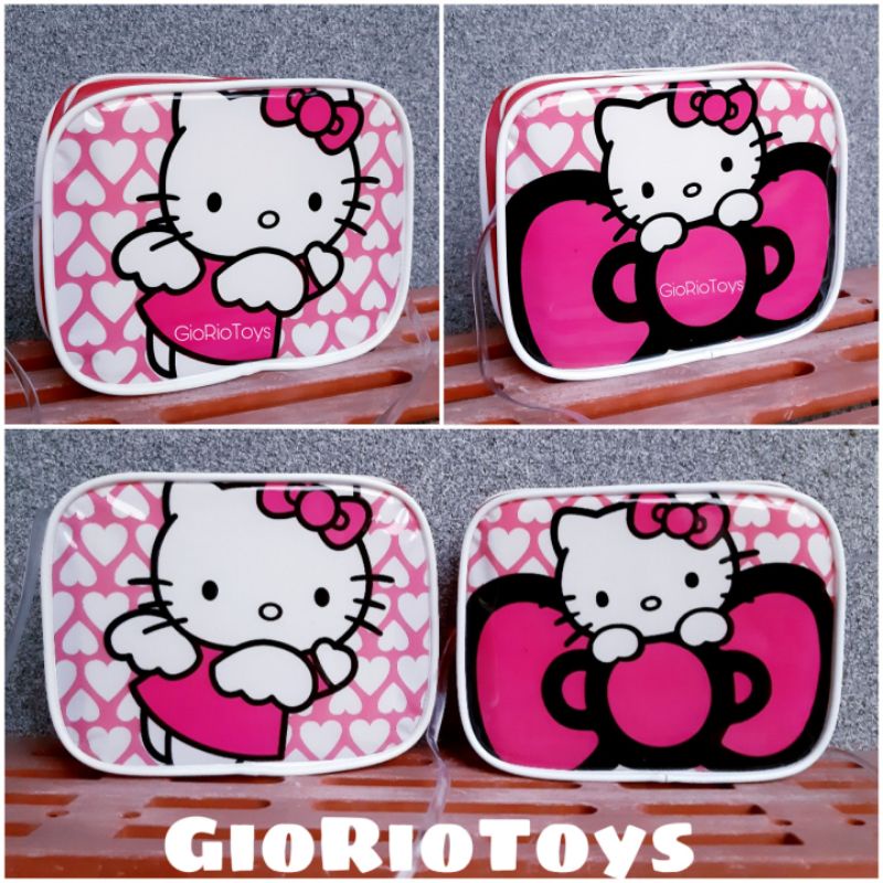 Tas Selempang Anak Mika Transparan Karakter Hello Kitty - Dompet Mika Pouch Kosmetik Ada Resleting
