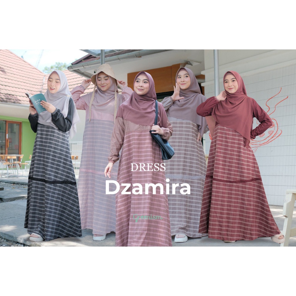 GAMIS KOMBINASI MOTIF KOTAK | DZAMIRA DRESS BY GREENISM