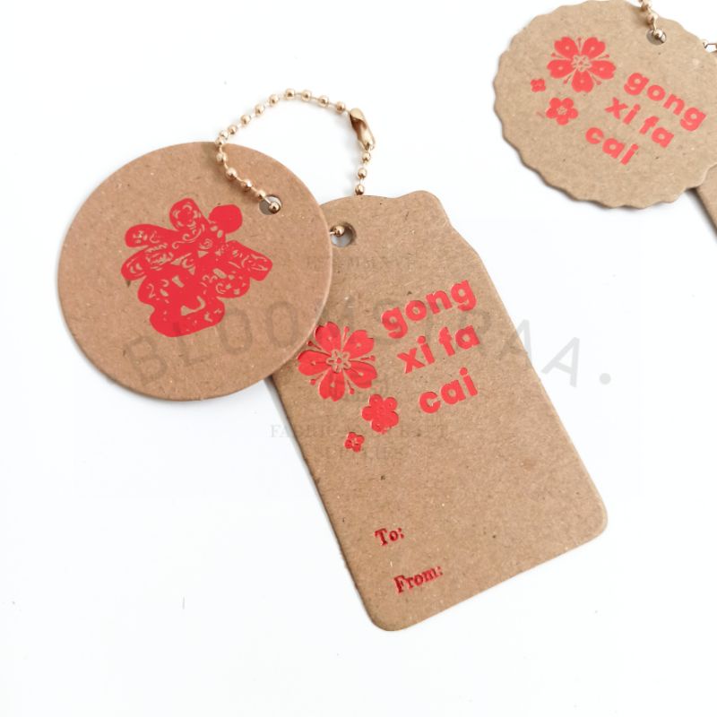 Hang Tag Imlek Set Kartu Ucapan CNY Hampers Kraft Hangtag Gantungan