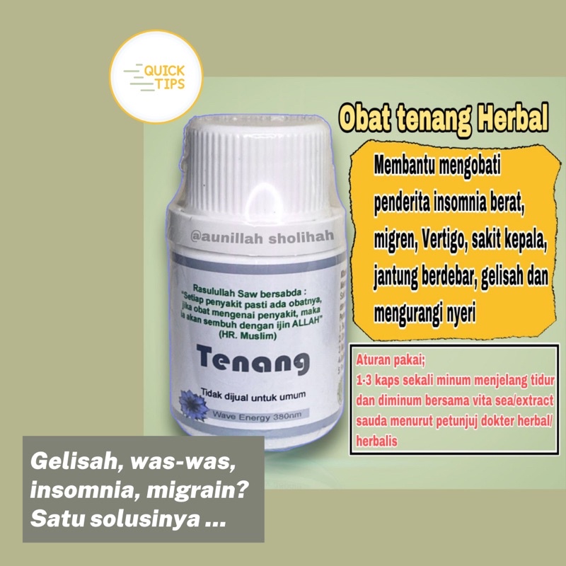 Tenang Caps obat herbal insomnia migrain
