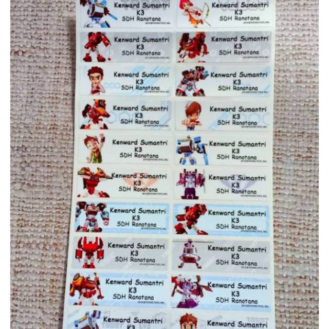 

Tobot Label nama sticker label name waterproof
