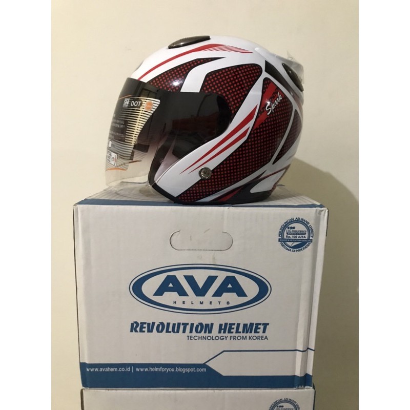 Helm AVA White Red Black SS7 Spark Putih Merah Hitam