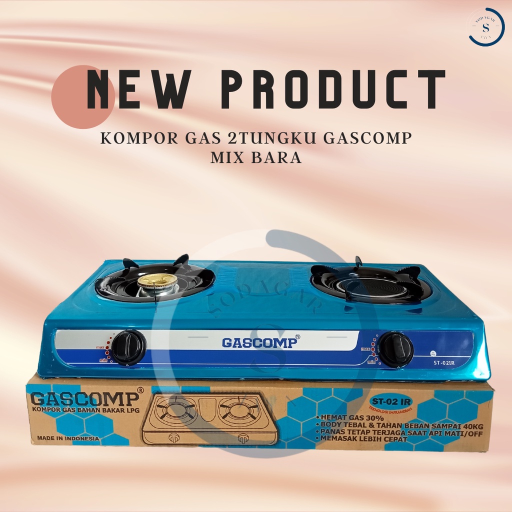 Kompor Gas Gascomp 2 tungku mix bara
