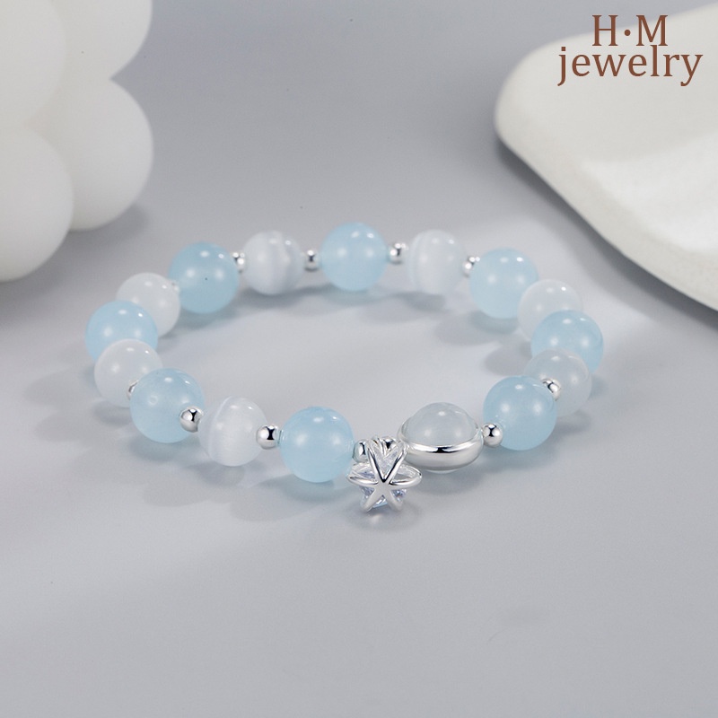 Gelang Manikmanik Kristal Opal Aquamarine Untuk Wanita