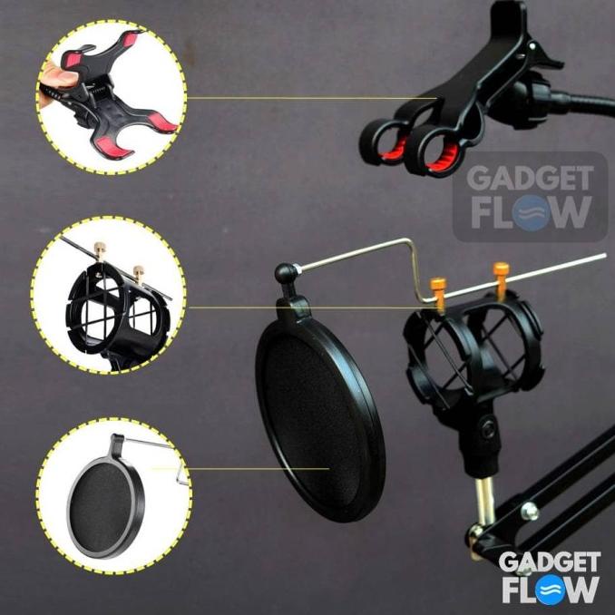 Stand Mic Microphone Arm Stand Suspension - Holder Hp Lazypod