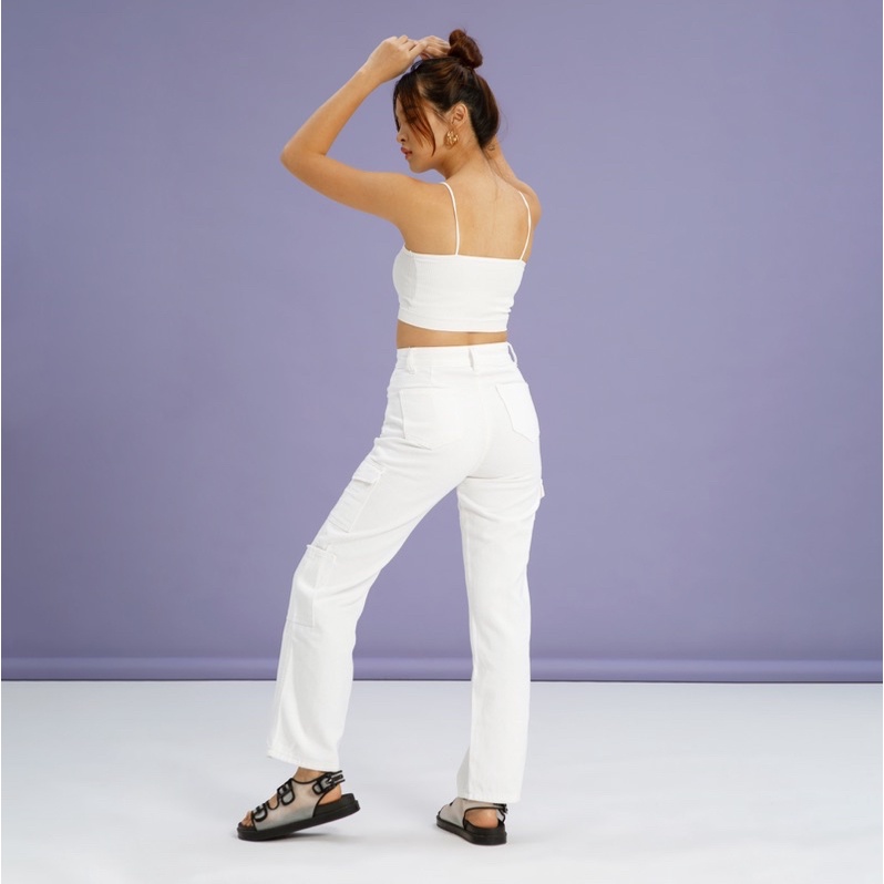 VIERLIN - Jeans 7735 1332 - HW CARGO WHITE JEANS