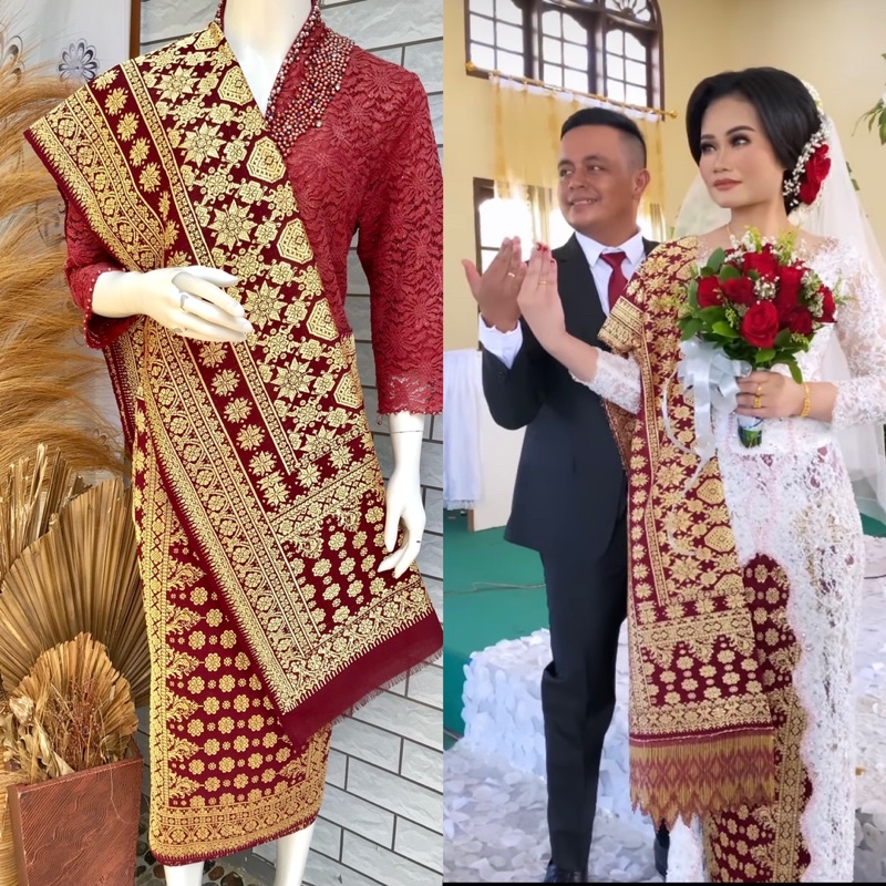 SONGKET BERLIAN MERAH MAROON/ SONGKET BERLIAN ASLI
