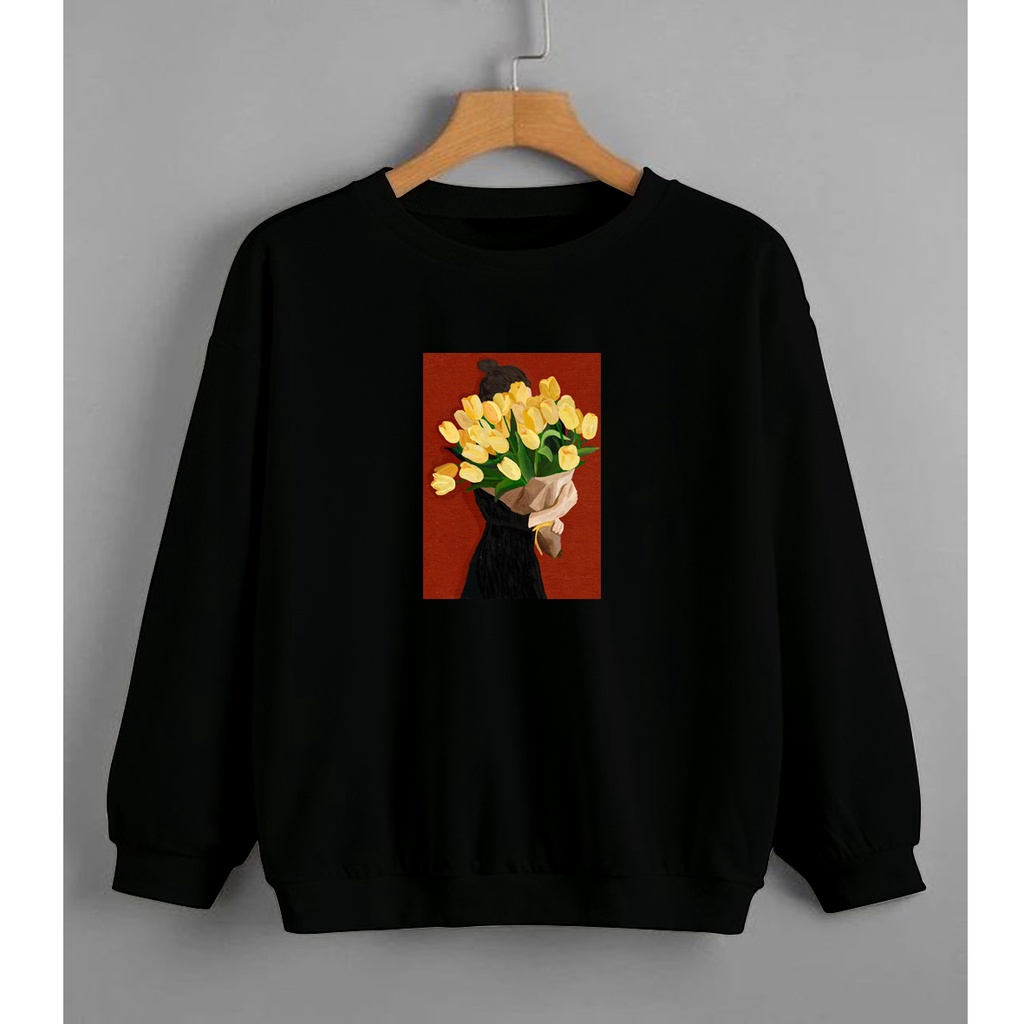 CALVIERO SHOP - BAJU SWEATER WANITA ATASAN PAINTING GIRL FLOWER SWEATER DEWASA BRAND ANIME SWEATER HODDIE FASHION CITAYEM SCBD FASHION WEEK FASHION VIRAL TIKTOK