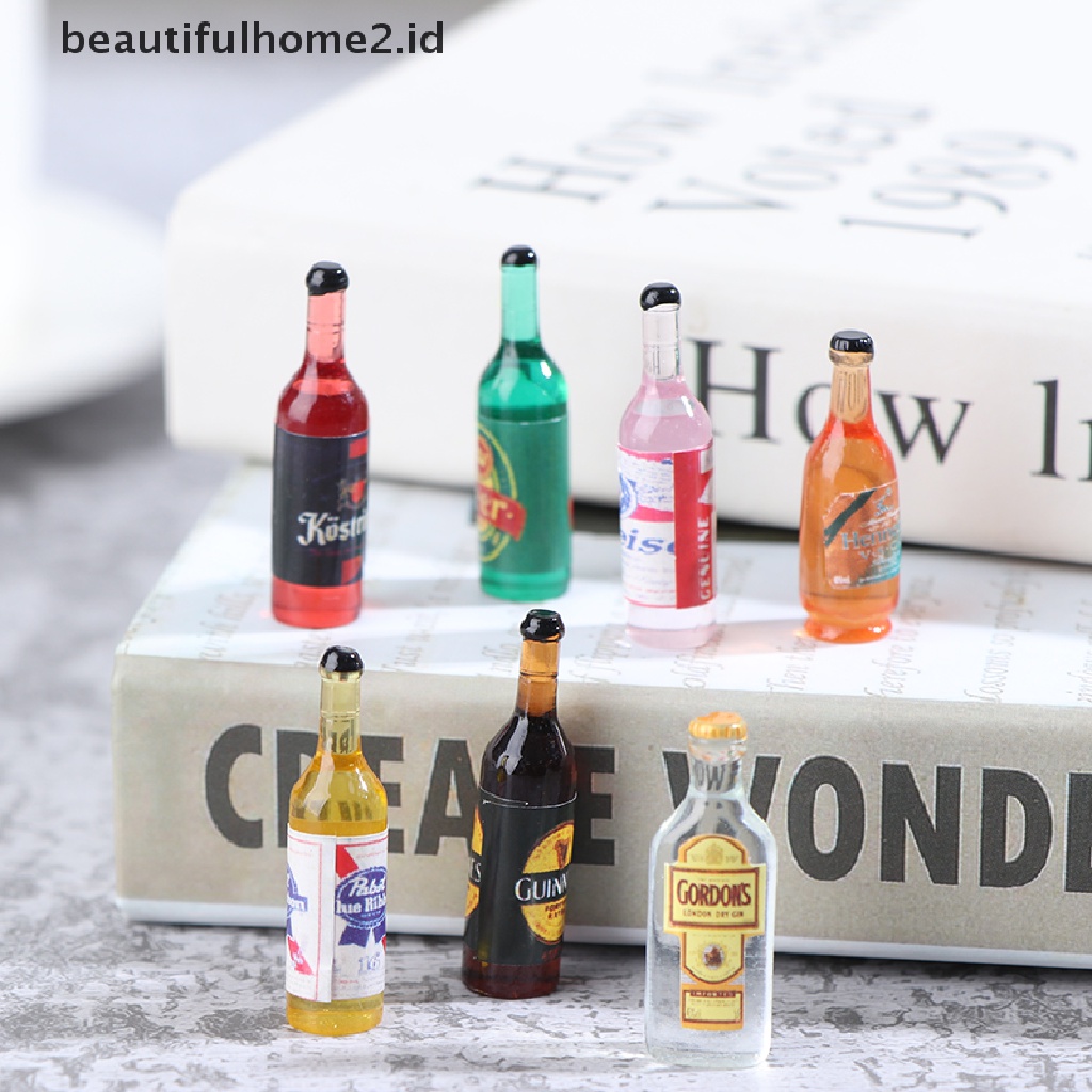 (Beautifulhome2.Id) 10pcs / Set Mainan Miniatur Botol Wine Bahan Resin Untuk Aksesoris Rumah Boneka 1 / 12