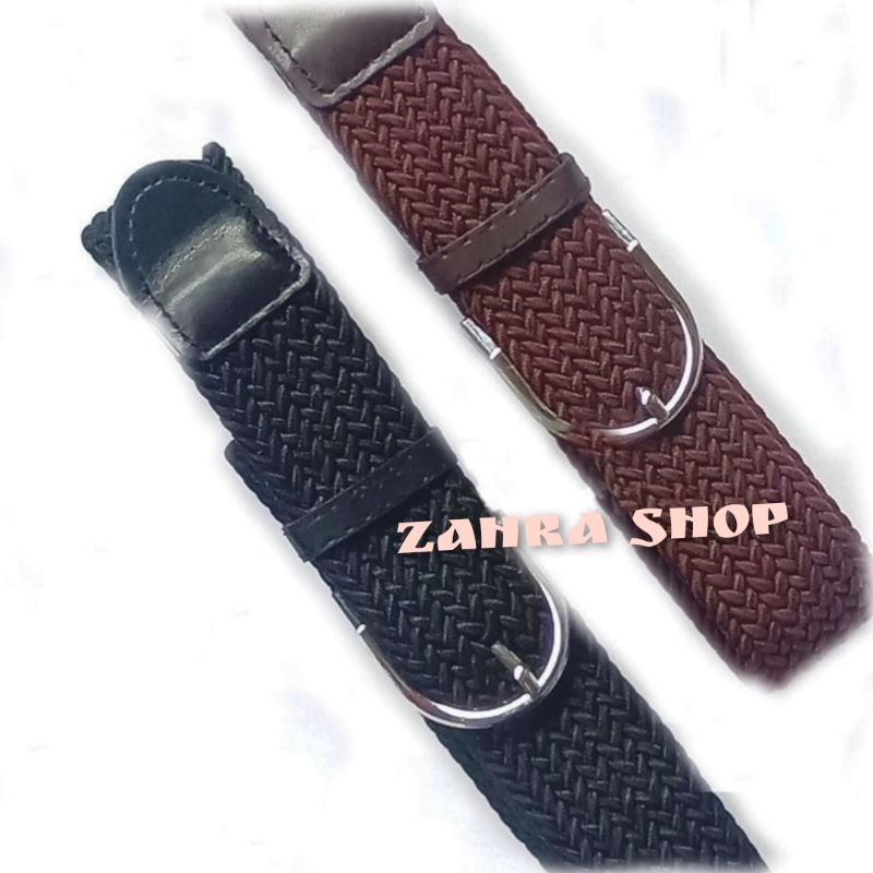 ZR -IKAT PINGGANG PRIA WANITA KARET TEXTAN SABUK GESPER 3.5CM