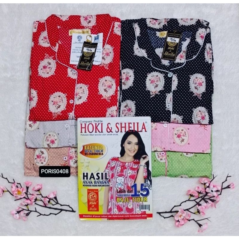 Baju Tidur HOKI &amp; SHEILA Gold Katun wanita Celana 3/4 (Prada Gold)