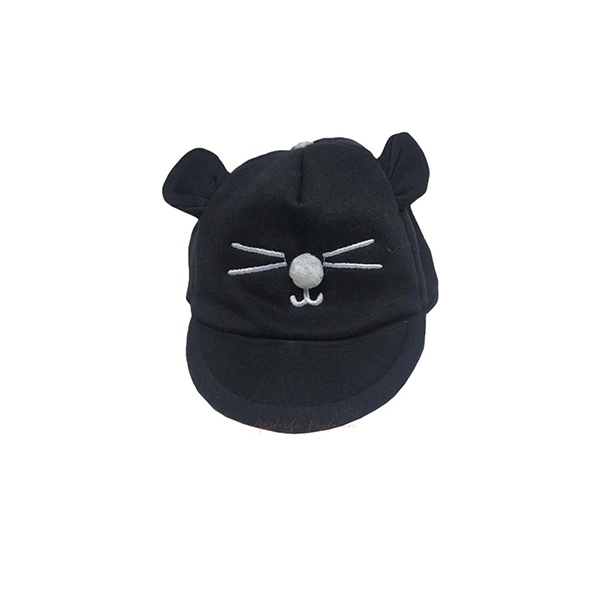 Topi Baseball Bayi Laki Laki Perempuan 0 - 12 Bulan 6 Bulan Baru Lahir Topi Anak Bayi Karakter Kucing Lucu Murah Topi Bayi Cowok Cewek-Hitam
