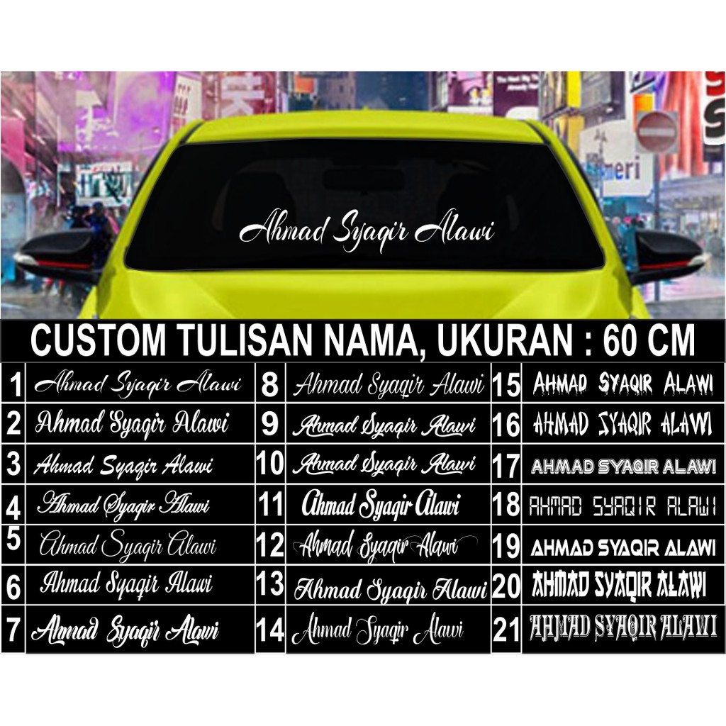 Stiker Mobil Cutting Sticker Body Dan Kaca Mobil NAMA Custom SESUAI PERMINTAAN Shopee Indonesia
