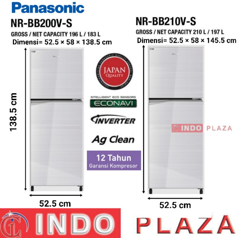 KULKAS PANASONIC 2 PINTU INVERTER BB200V / BB210V