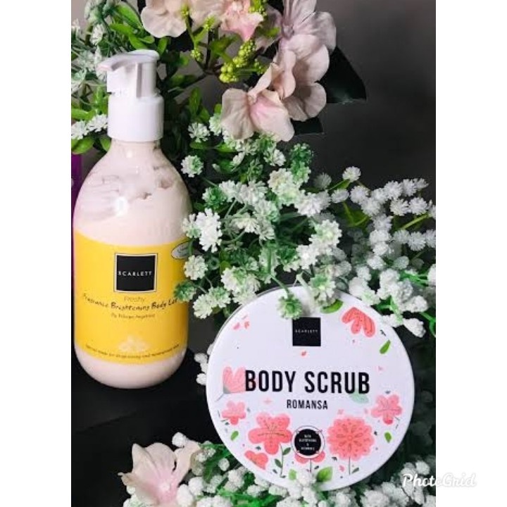 Paket Pemutih Tubuh Scarlett Whitening 2 In 1 (Body Scrub + Lotion)