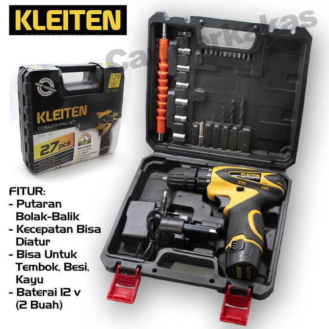-READY- KLEITEN CORDLESS DRILL 27 PCS 12V - MESIN BOR BATERAI - BOR CORDLESS