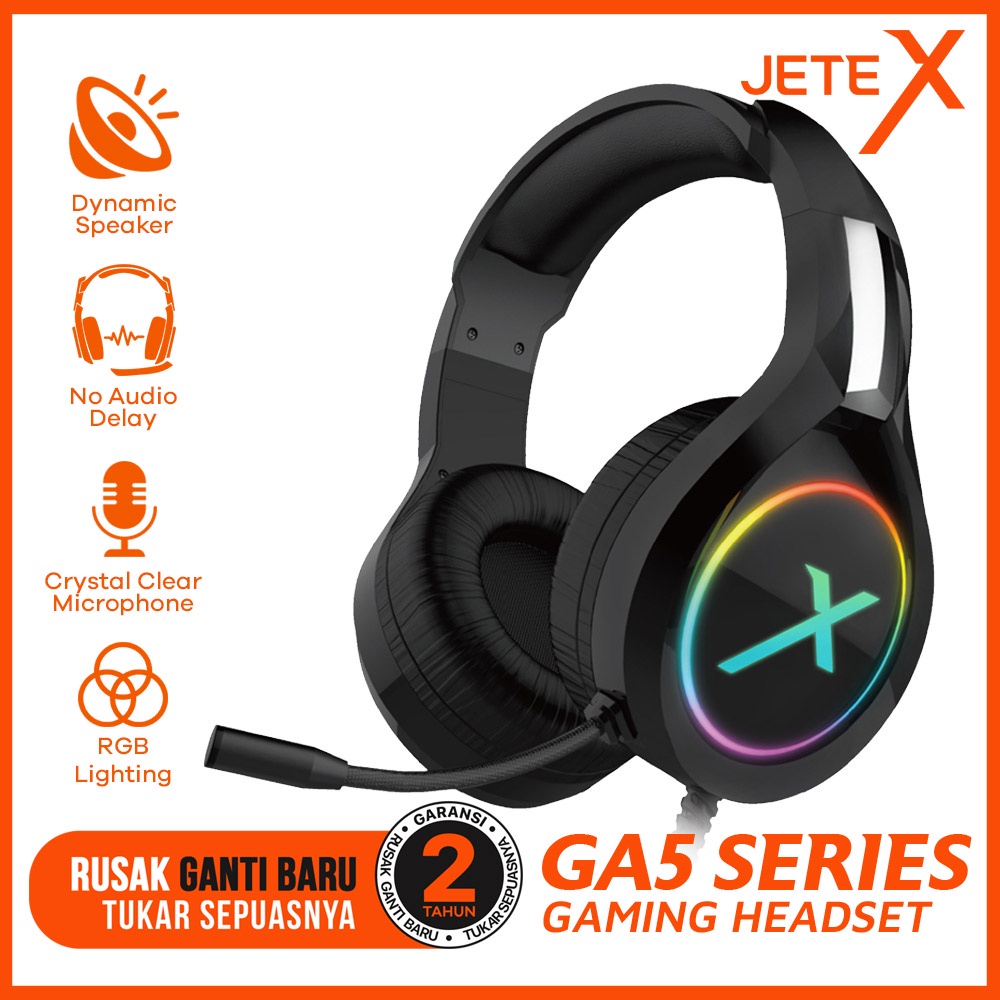 JETE Gaming Series Headset Gaming | Headphone Gaming RGB Noise Cancelling JETEX GA5 - Garansi Resmi 2 Tahun