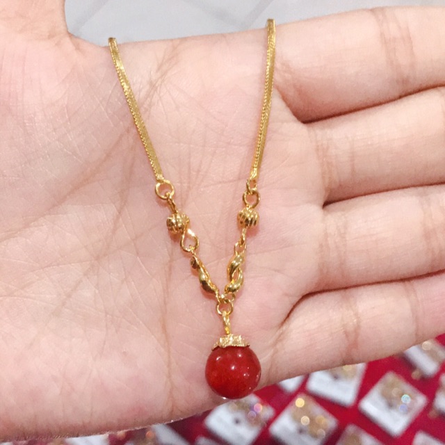kalung giok asli warna merah dan hijo