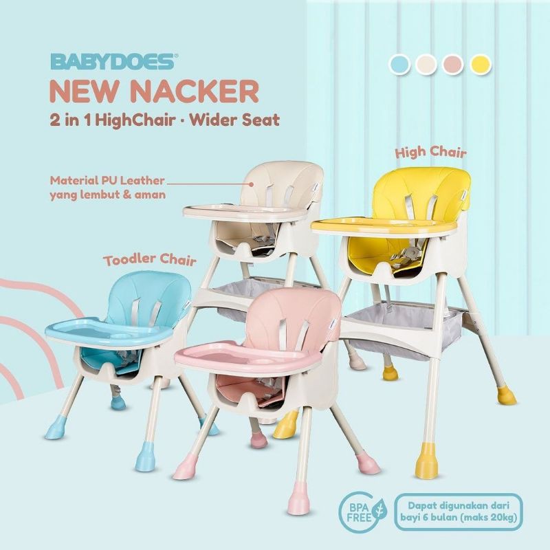 Babydoes High Chair HC CH 01501 Nacker &amp; CH SN 01502A Nacker Fold 2 IN 1 Kursi Makan Bayi