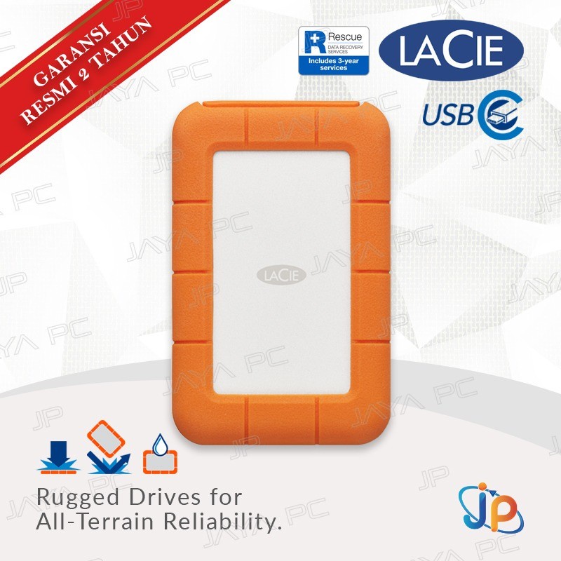 LaCie Rugged USB-C 2TB - Hardisk / Harddisk External USB-C 3.1