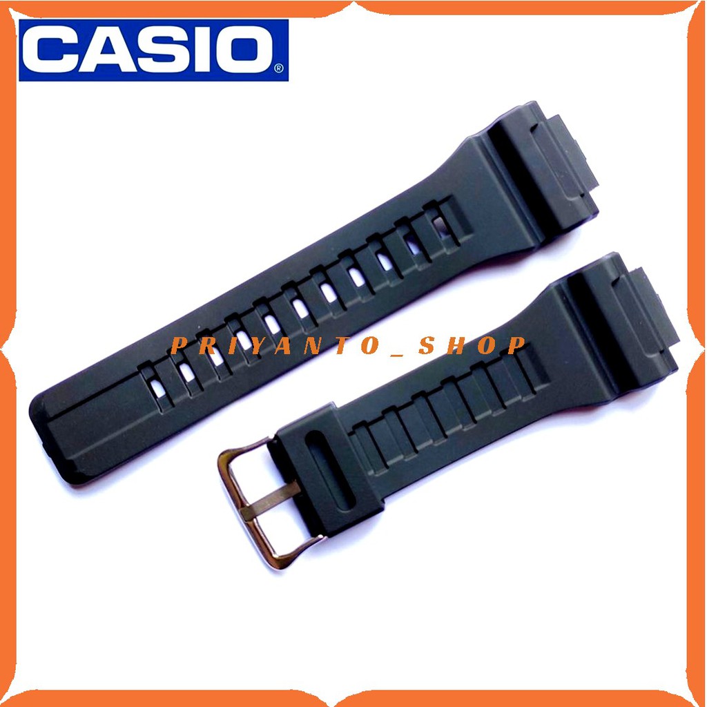 Strap Tali Jam Tangan Rubber Casio W-735 AQ-S810 AEQ-110 W-736H Hitam Bonus Pen