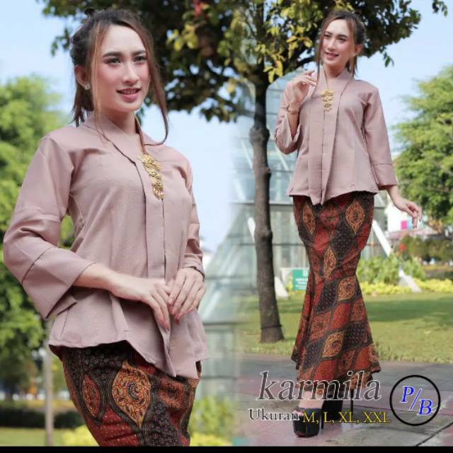 Setelan kebaya kutubaru floy balotelli polos mix rok duyung / maroon / navy / abu / gold / dusty