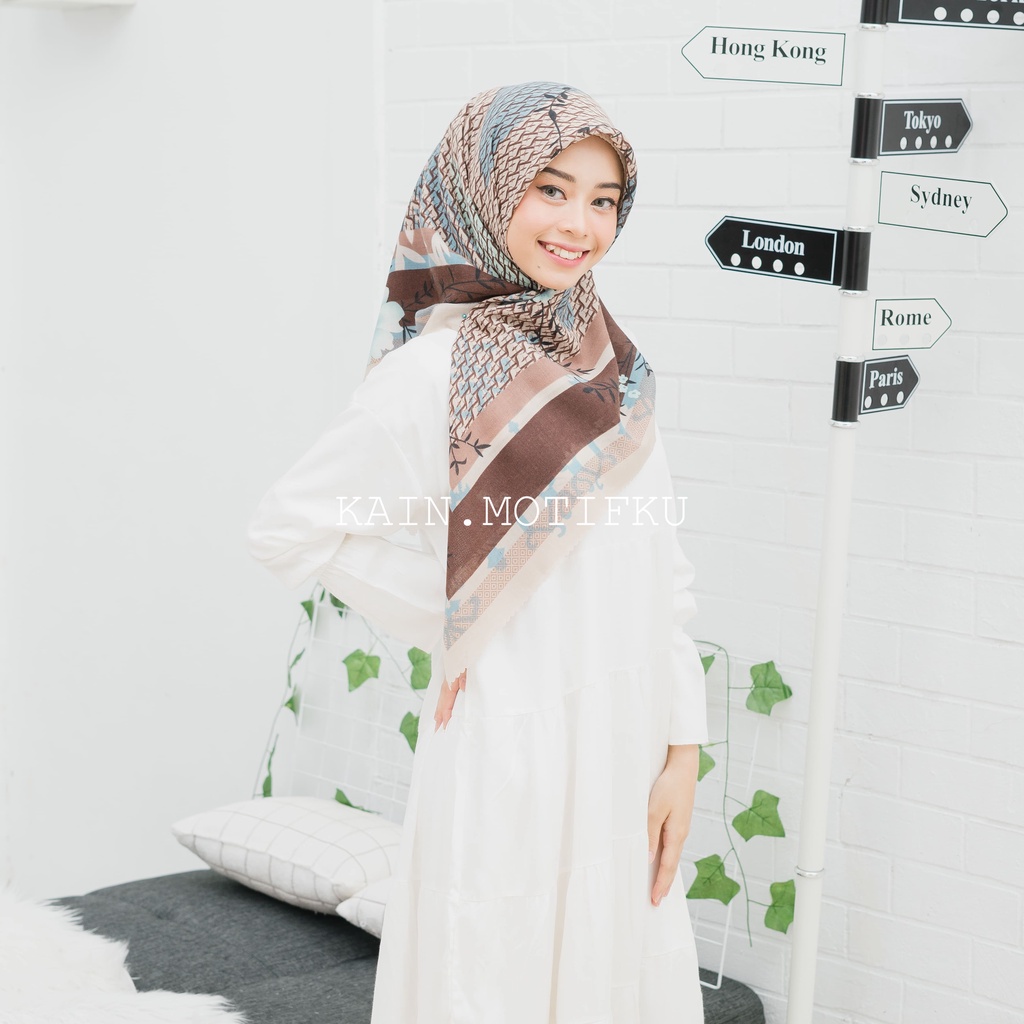 JILBAB MOTIF HIJAB SEGIEMPAT VOAL MOTIF PREMIUM JILBAB PRINT LASERCUT KERUDUNG SEGIEMPAT MOTIF MURAH-Kalya Kopi