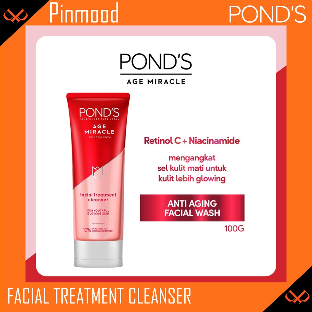 Jual PONDS AGE MIRACLE FACIAL WASH [ 100 G ] ANTI AGING + GLOWING WITH
