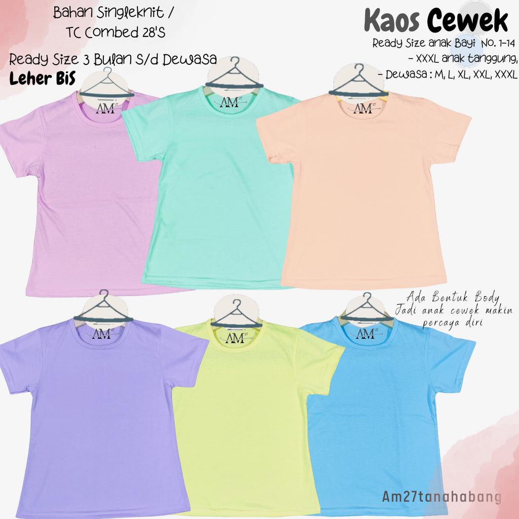 Baju Kaos Cewek Bayi 3 bulan - Anak 10 tahun POLOS - Body Cewek 003