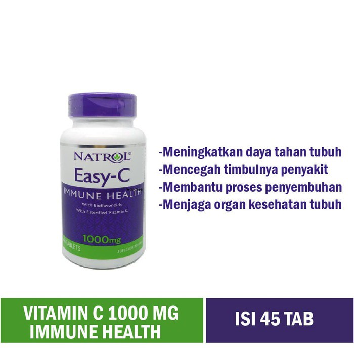 NATROL EASY-C 1000mg isi 45 / 500mg isi 90 Time Release Vitamin Easy C - BPOM - Aman Untuk Lambung