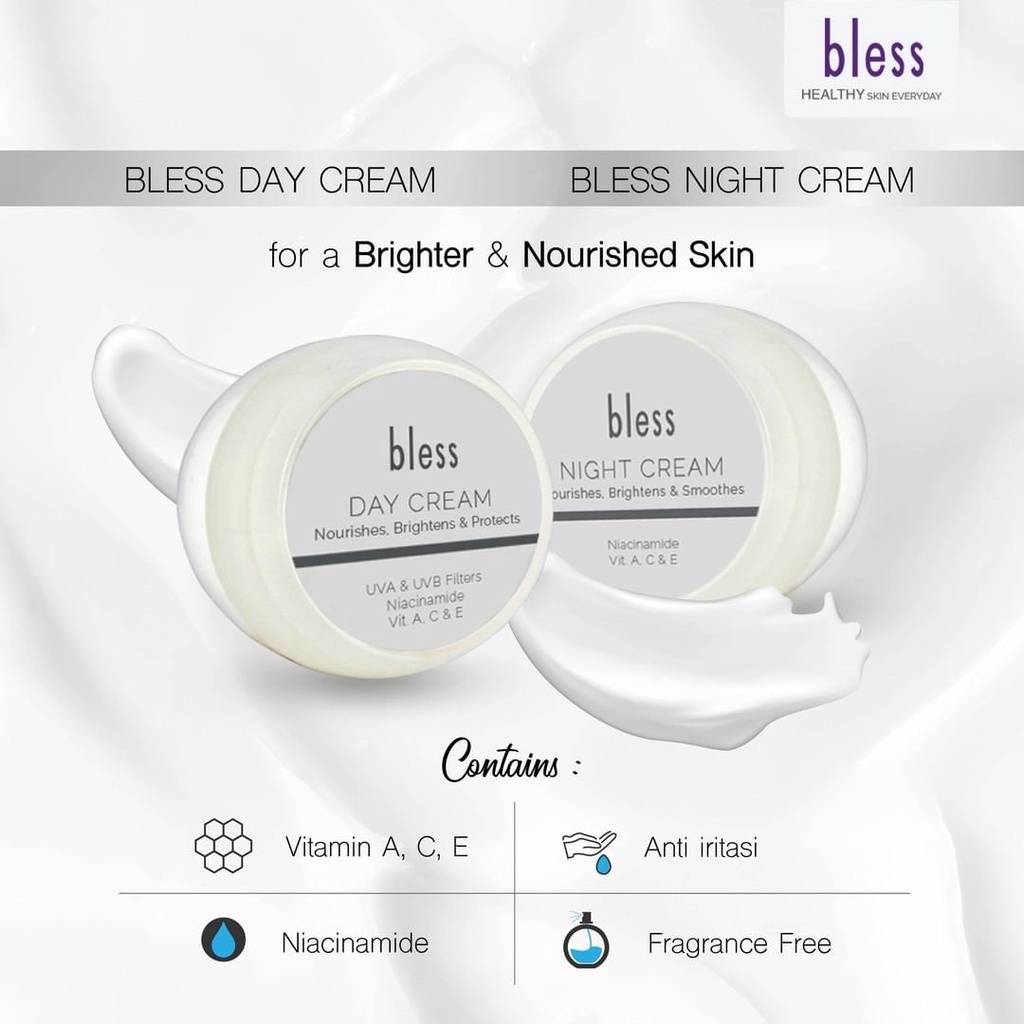 BLESS Day Cream 18gr | Pelembab - Kulit Normal | Kering