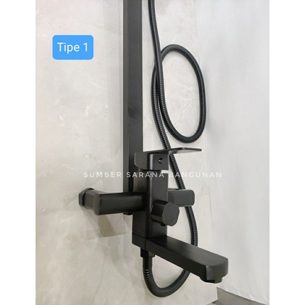 Shower Column Panas Dingin Set Komplit Black / Shower Tiang Hitam 6022