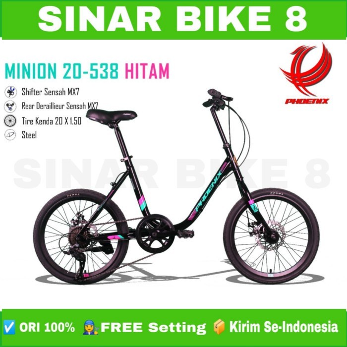 Sepeda Minion Ukuran 20 Inch PHOENIX 538 7 Speed Rem Cakram