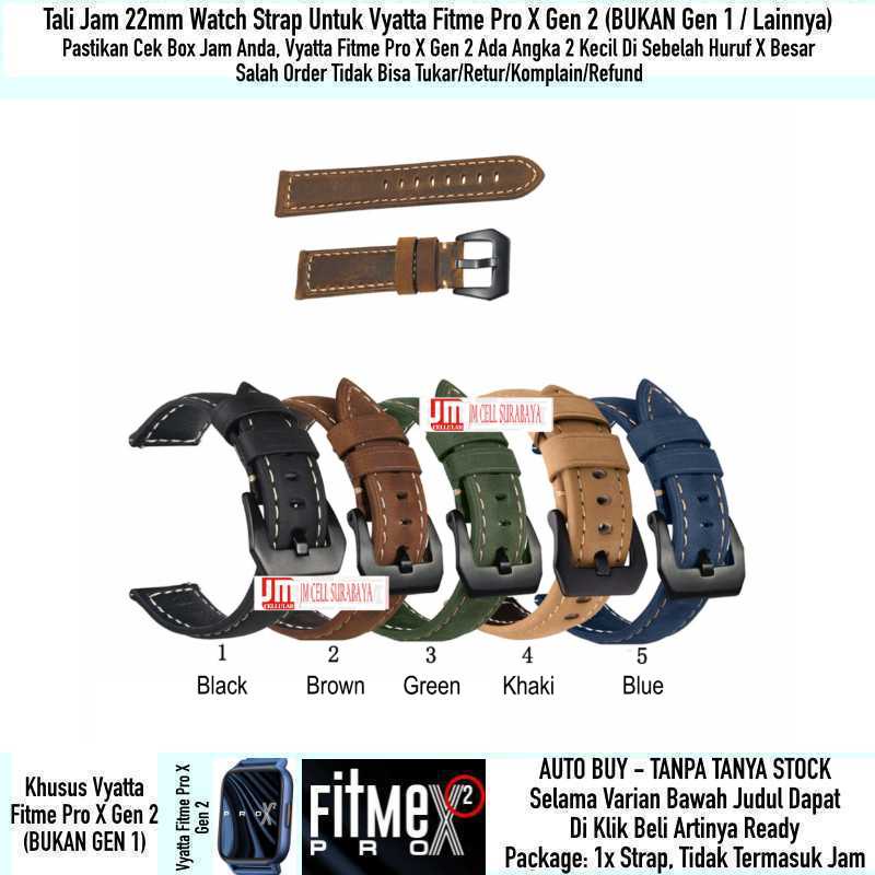 Crazy Horse Watch Strap Vyatta Fitme Pro X Gen 2 - Tali Jam Tangan 22mm Leather Kulit Tebal