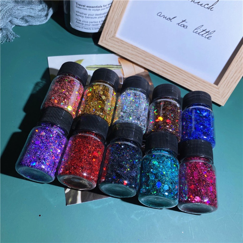 SIY  10 Colors Resin Casting Mold Chunky Glitter Epoxy Resin Festival Chunky Hexagons Sequins Pigment 10g Per Jewelry Making