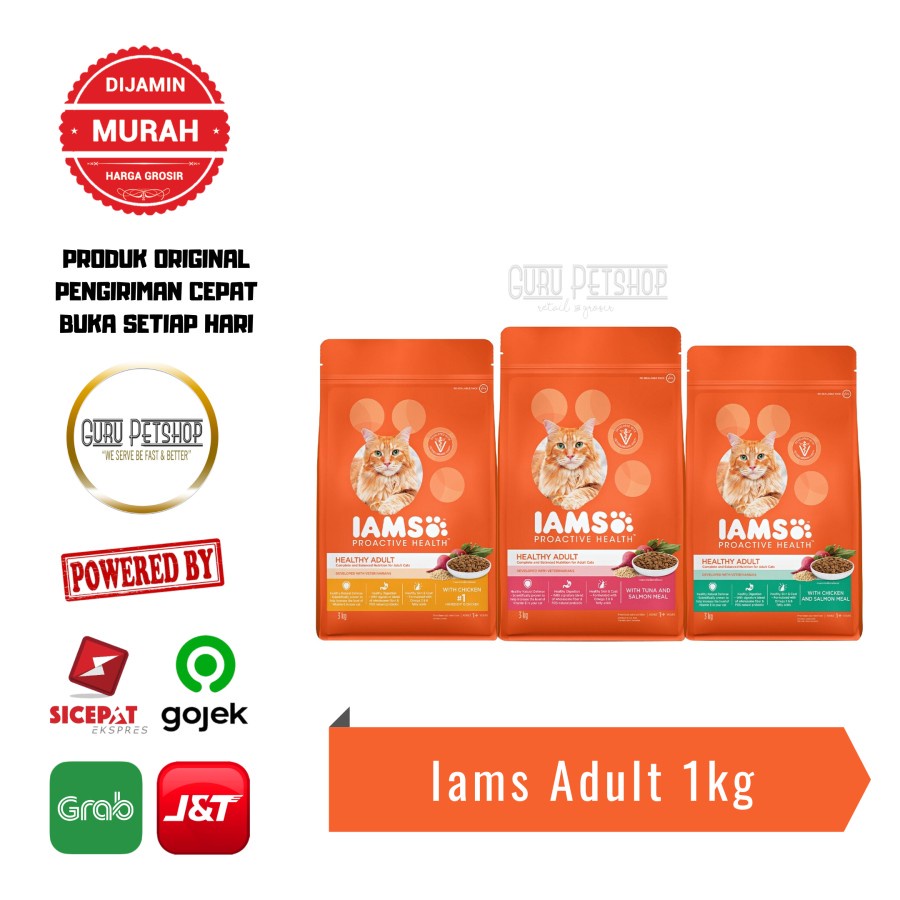 Iams Healthy Adult Cat 1kg Freshpack Makanan Kucing Iams Dewasa 1kg