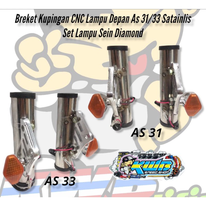 Breket kupingan CNC lampu pesek stainlis stainless as 31 33 set lampu sein diamond cb gl megapro tiger