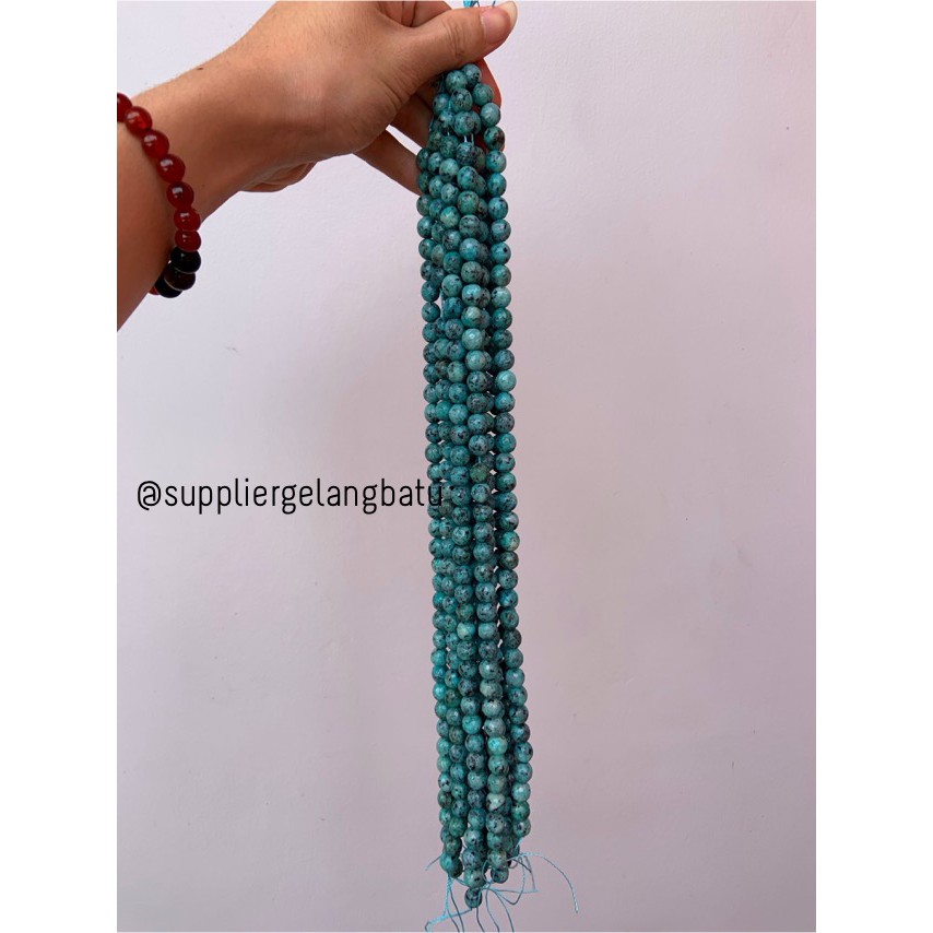 semi stone 10mm white blue chrysocolla bahan rangkai aksesoris lucu