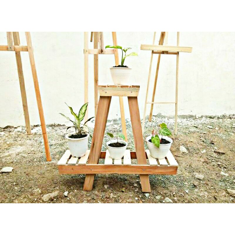 RAK BUNGA KAYU/ RAK TANAMAN MINIMALIS/ RAK SERBAGUNA/ RAK GANTUNG/  TEMPAT BUNGA SUSUN KAYU MURAH