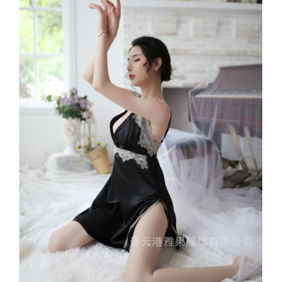 Longnight Sexy Lingerie Baju Tidur Dress Brukat Renda SL-23 BLACK