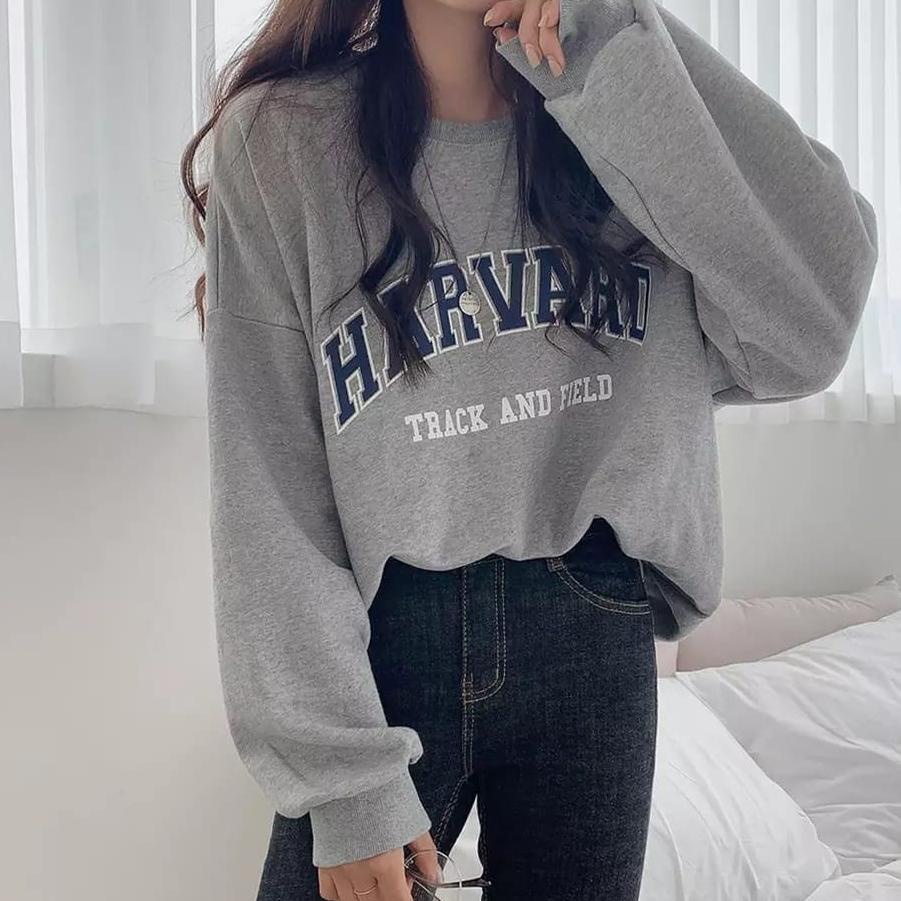 (SALE) SWEATER OVERSIZE WANITA HARVARD SWEATER PRIA WANITA CREWNECK SWEATER OBLONG SWITER