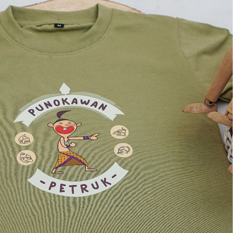 Setelan Kaos Anak Premium Quality by Jojokids : Punokawan Petruk warna OliveGreen