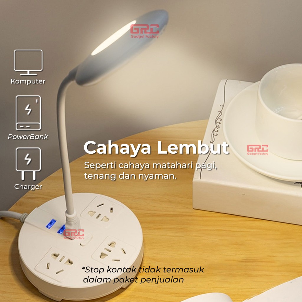 Lampu Meja Belajar LED USB Portable Lampu Baca Mini Flexible