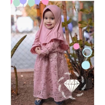 Gamis Brukat Anak Terbaru 2022 Model Kekinian Trendy Gamis Anak Bahan Moscrepe Kombi Corneli Ukuran 