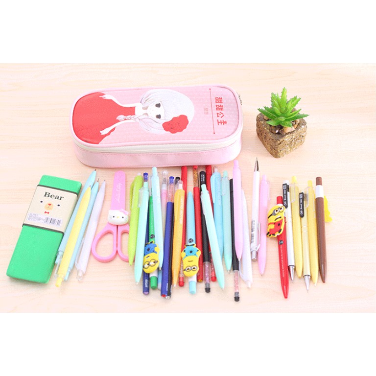 Tempat Pensil JUMBO KARTUN CEWEK CANTIK / Tepak Tempat Alat Tulis Besar Polos Gambar Cewek Lucu Imut