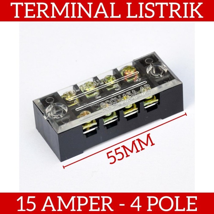 Terminal Block 15A 4P 600V Terminal Kabel Listrik Blok TB 1504