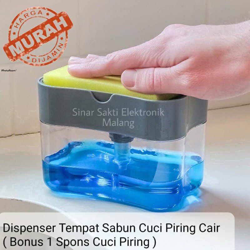 Dispenser Tempat Sabun Cuci Piring Cair Soap Pump Spons Sponge Spon Holder Dapur