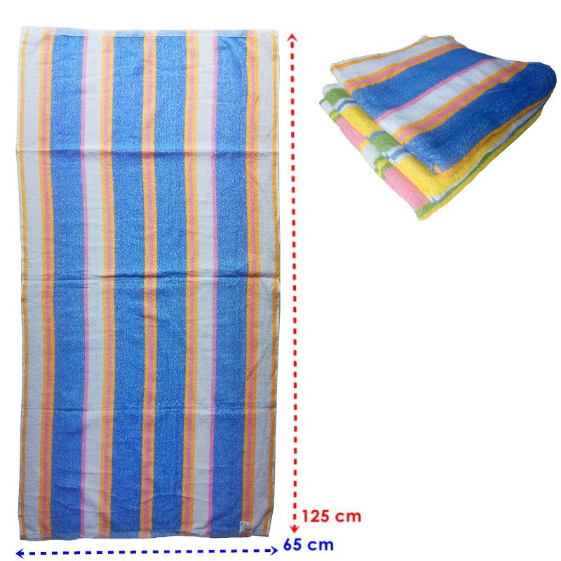 Handuk mandi merk moneter motif garis Handuk Dewasa ekonomis ukuran 65 x 125cm