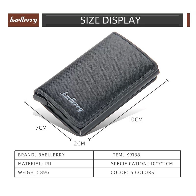 ORIGINAL BAELLERRY K9138 DOMPET KARTU LONTAR FITUR RFID